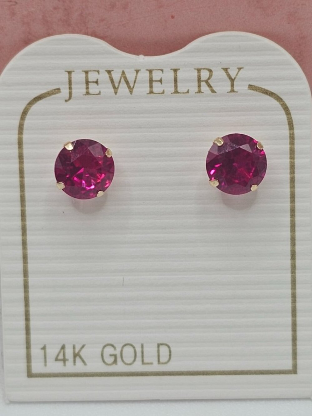 14KT Gold 5mm Round CZ Screw Back Stud Earrings July